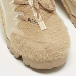 مملوكة مسبقًا Dior D-Connect Size 38 Pink/Transparent Fur and PVC Low Top Sneakers