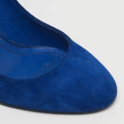 مملوكة مسبقًا حذاء كعب عالي ديور سويدي أزرق مقدمة مستديرة مقاس 39