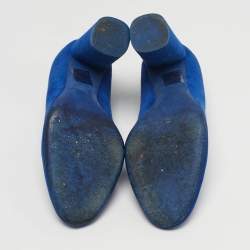 مملوكة مسبقًا حذاء كعب عالي ديور سويدي أزرق مقدمة مستديرة مقاس 39