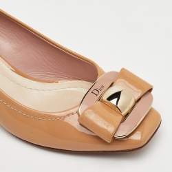 Pre Owned Dior Size 37 Peach Orange Patent Leather Pumps