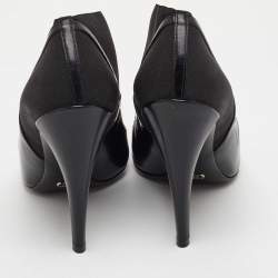 Pre Owned Dior Size 38.5 Black Leather and Stretch Fabric Pointed Toe Ankle Booties