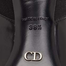 Pre Owned Dior Size 38.5 Black Leather and Stretch Fabric Pointed Toe Ankle Booties