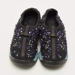 مملوكة مسبقًا Dior Fusion Size 39 Black Mesh Embellished Slip On Sneakers