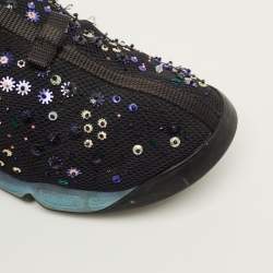 مملوكة مسبقًا Dior Fusion Size 39 Black Mesh Embellished Slip On Sneakers