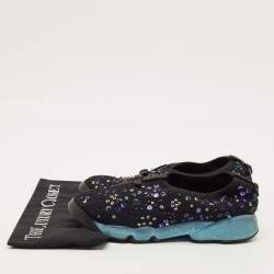 مملوكة مسبقًا Dior Fusion Size 39 Black Mesh Embellished Slip On Sneakers