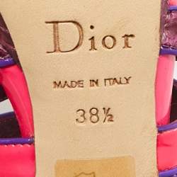 Pre Owned Dior Size 38.5 Pink Patent Leather and Python Leather Strappy Sandals