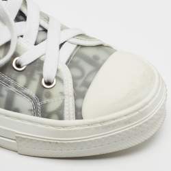 Pre Owned حذاء رياضي ديور رمادي/أبيض شبكي وبولي فينيل كلورايد عالي القمة مقاس 38