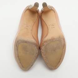 Pre Owned Dior Miss Dior Size 38.5 Beige Patent Leather Peep Toe Platform Pumps