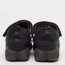 مملوكة مسبقًا Dior Fusion Size 37.5 Black Mesh and Neoprene Embellished Velcro Strap Sneakers
