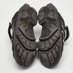 مملوكة مسبقًا Dior Fusion Size 37.5 Black Mesh and Neoprene Embellished Velcro Strap Sneakers