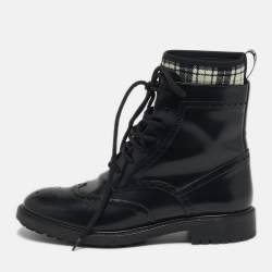 Pre Owned Dior D-Order Size 39 Black Leather Combat Boots