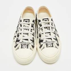 مملوكة مسبقًا Dior Walk'n'Dior Size 38.5 White/Black Canvas Low Top Sneakers