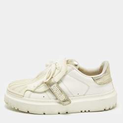 مملوكة مسبقًا Dior ID Size 37 White/Gold Leather and Rubber Low Top Sneakers