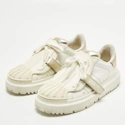 مملوكة مسبقًا Dior ID Size 37 White/Gold Leather and Rubber Low Top Sneakers