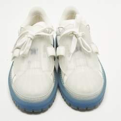 Pre Owned حذاء رياضي ديور آي دي جلد شفاف/أبيض وربر برباط مقاس 38.5