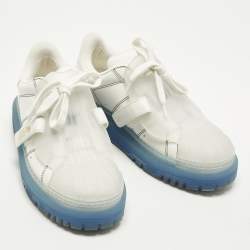 Pre Owned حذاء رياضي ديور آي دي جلد شفاف/أبيض وربر برباط مقاس 38.5