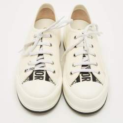 مملوكة مسبقًا Dior Walk'n'Dior Size 39 White Canvas and Rubber Platform Sneakers