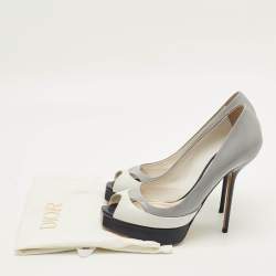 Pre Owned حذاء كعب عالي ديور ميس ديور جلد بني لامع مقدمة مفتوحة نعل سميك مقاس 41