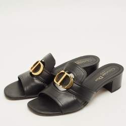 مملوكة مسبقًا صندل سلايد ديور مونتايغن جلد أسود مقاس 38