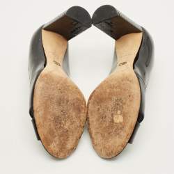 Pre Owned حذاء كعب عالي ديور جلد أسود لامع سيور متعاكسة مقدمة مفتوحة كعب كاناج مقاس 38