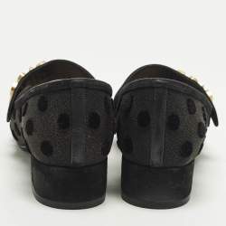 مملوكة مسبقًا حذاء كعب عالي ديور شبك أسود منقط وجلد شامواه بيبي-دي ماري جين مقاس 38