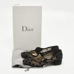 مملوكة مسبقًا حذاء كعب عالي ديور شبك أسود منقط وجلد شامواه بيبي-دي ماري جين مقاس 38