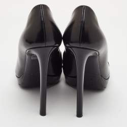 مملوكة مسبقًا Dior Plaque Size 36 Black Leather Peep Toe Pumps