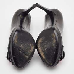مملوكة مسبقًا Dior Plaque Size 36 Black Leather Peep Toe Pumps