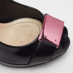 مملوكة مسبقًا Dior Plaque Size 36 Black Leather Peep Toe Pumps