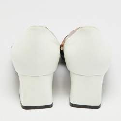 Pre Owned Dior Size 40.5 Tri Color Leather Block Heel Pointed Toe Pumps