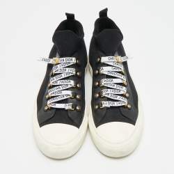 Pre Owned Dior Walk'n'Dior Size 39 Black Knit Fabric and Leather High Top Sneakers