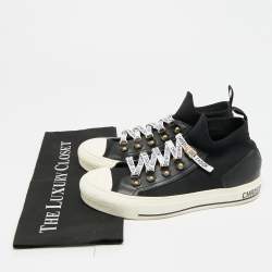 Pre Owned Dior Walk'n'Dior Size 39 Black Knit Fabric and Leather High Top Sneakers