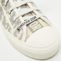 Pre Owned Dior Walk'n'Dior Size 39 Beige/Grey Jacquard Lace Up Sneakers