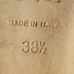 Pre Owned Dior Size 38.5 Beige Leather and Patent Bow Chain Detail Ballet Flats