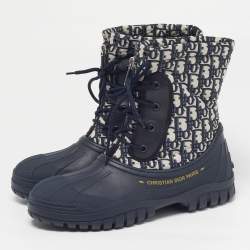 Pre Owned حذاء بوت ديور دي-فينتشر قماش ومطاط أزرق كحلي معقوف مقاس 40