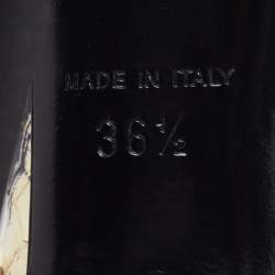 Pre Owned Dior Size 36.5 Black/White Satin and Water Snakeskin Ankle Strap Sandals