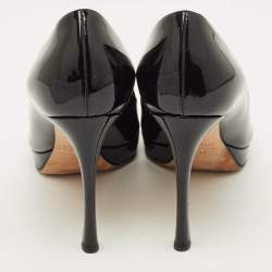 Pre Owned Dior Diorella Size 37 Black Patent Leather Peep Toe Pumps