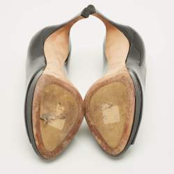 Pre Owned Dior Diorella Size 37 Black Patent Leather Peep Toe Pumps