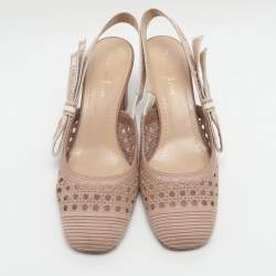 Pre Owned Dior D-moi Size 39 Beige Fabric Slingback Pumps 