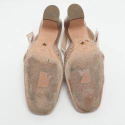 Pre Owned Dior D-moi Size 39 Beige Fabric Slingback Pumps 