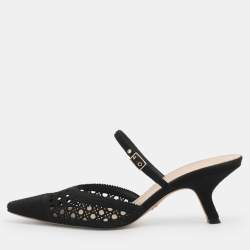 مملوكة مسبقًا Dior Dior Capture Black Size 38.5 Embroidered Mesh Dior Capture Mules 
