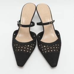 Pre Owned Dior Dior Capture Black Size 38.5 Embroidered Mesh Dior Capture Mules 