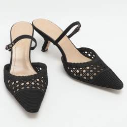 Pre Owned Dior Dior Capture Black Size 38.5 Embroidered Mesh Dior Capture Mules 