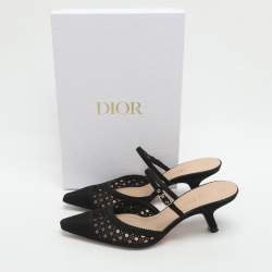 Pre Owned Dior Dior Capture Black Size 38.5 Embroidered Mesh Dior Capture Mules 