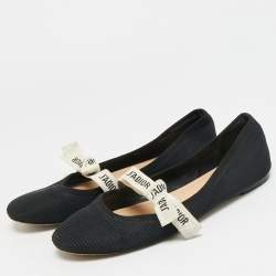 Pre Owned حذاء باليرينا مسطح ديور جادور شبك أسود مقاس 38.5