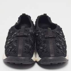 مملوكة مسبقًا Dior Fusion Size 40.5 Black Mesh Crystal Embellished Slip On Sneakers
