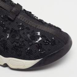 مملوكة مسبقًا Dior Fusion Size 40.5 Black Mesh Crystal Embellished Slip On Sneakers