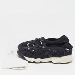 مملوكة مسبقًا Dior Fusion Size 40.5 Black Mesh Crystal Embellished Slip On Sneakers
