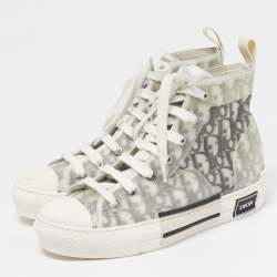 Pre Owned Dior B23 Size 38 Grey/Transperent Mesh and PVC High Top Sneakers