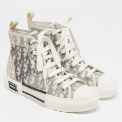 Pre Owned Dior B23 Size 38 Grey/Transperent Mesh and PVC High Top Sneakers